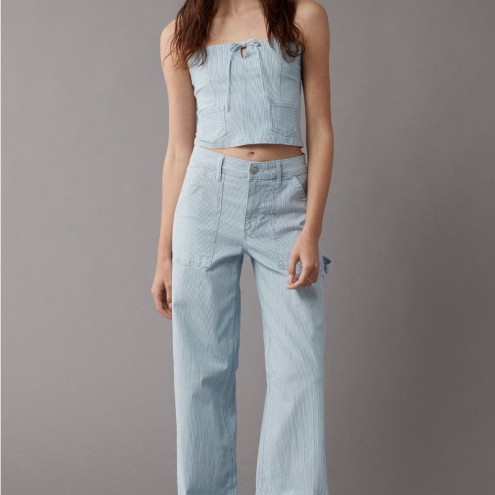 American Eagle Outfitters Blue Striped Denim Pants